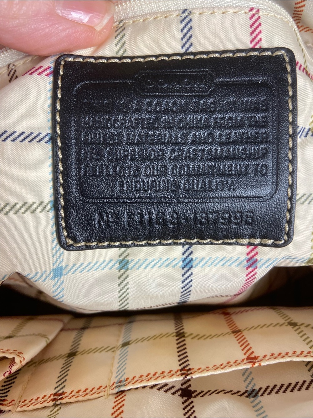 Coach 13705 Signature Gallery Tote Khaki Black Tattersall Plaid Shoulder Bag - Picture 11 of 15